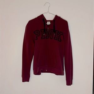 Pink zip up hooded sweatshirt